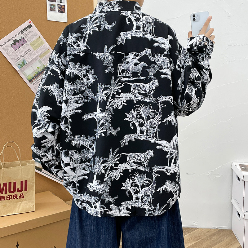 春秋男生长袖宽松情侣外套港风模特大码衬衫3012P35,男装衬衫,星座101C（原电商A011-3）