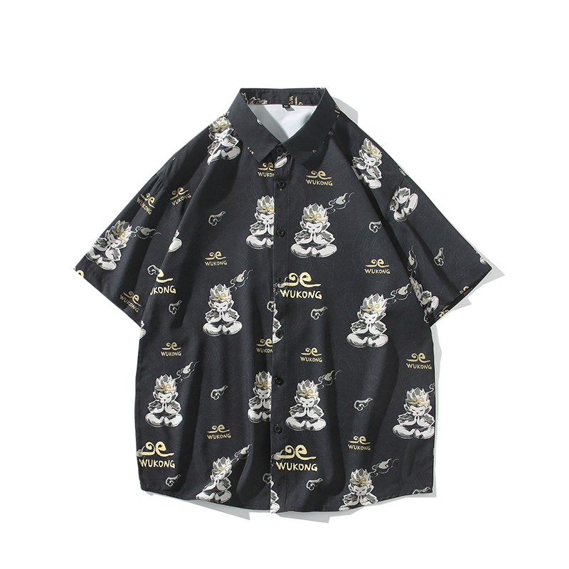 四季星座101C黑悟空短袖衬衫夏季情侣款沙滩衬衣D3902P35，男装衬衫，星座101C（原电商A011-3）