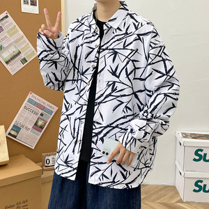 春秋男生长袖宽松港风情侣外套大码模特衬衫3011P35