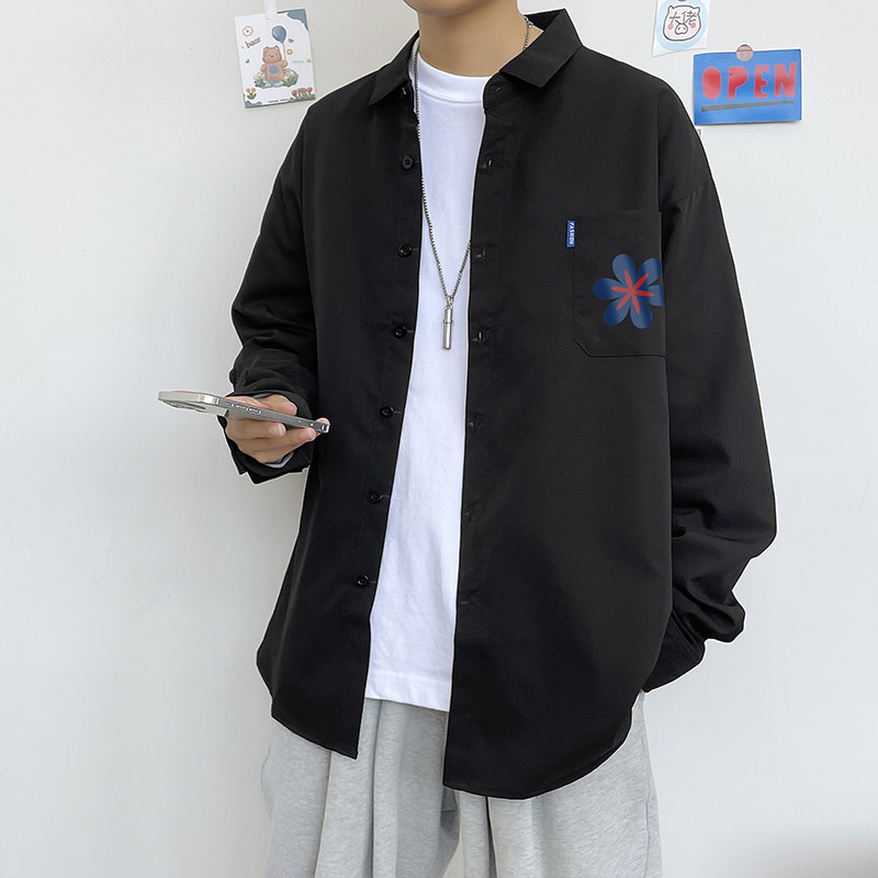 五色男生港风长袖宽松ins情侣模特衬衫图案已注册3025P35,男装衬衫,星座101C（原电商A011-3）