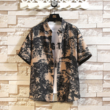 大码沙滩冰丝衬衫短袖情侣套装沙滩裤TZ6715P58，男装T恤，星座101C（原电商A011-3）