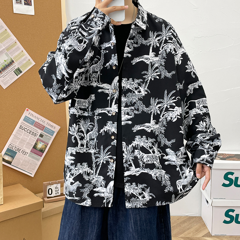 春秋男生长袖宽松情侣外套港风模特大码衬衫3012P35，男装衬衫，星座101C（原电商A011-3）