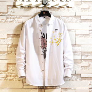 新款加大码男士荷花衬衫衬衣长袖 C385P45，男装衬衫，星座101C（原电商A011-3）