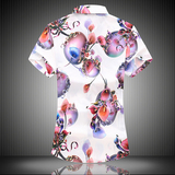 夏季时尚潮衬衣短袖风花衬衫青年男衬衫D311P45，男装T恤，星座101C（原电商A011-3）