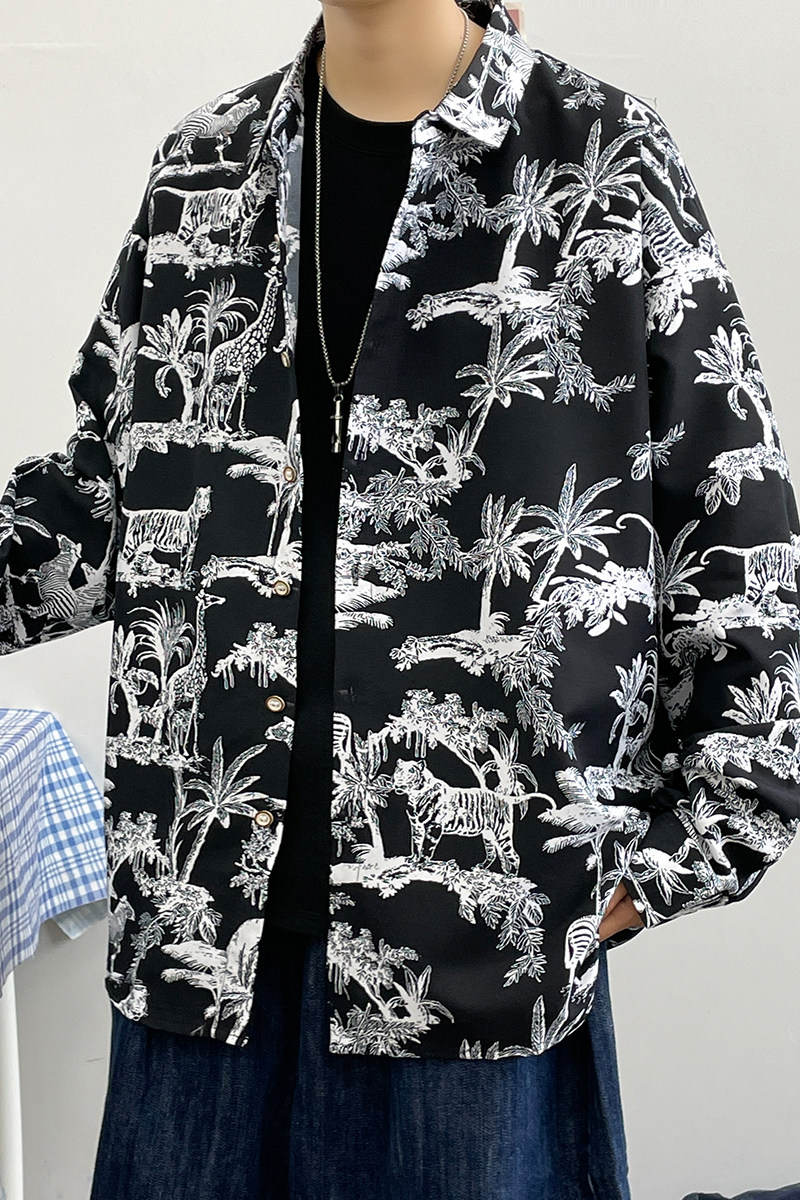 春秋男生长袖宽松情侣外套港风模特大码衬衫3012P35,男装衬衫,星座101C（原电商A011-3）