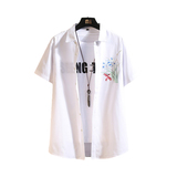 大码休闲风花鸟印花短袖青年男士外贸衬衫3688P38，男装T恤，星座101C（原电商A011-3）