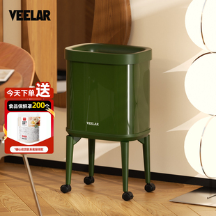 家用垃圾桶2026新款大号大容量中古风高脚可移动卧室高颜值桶客厅