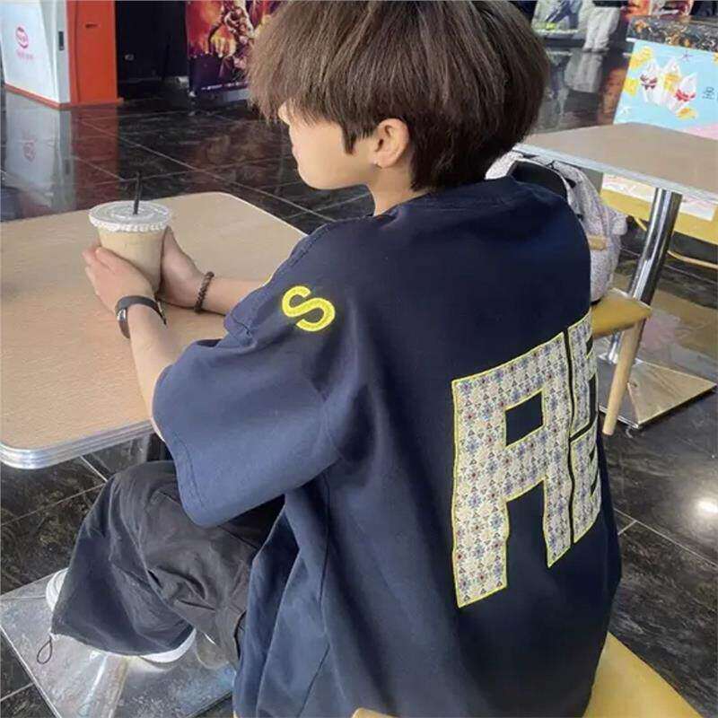 美式复古字母重工刺绣短袖