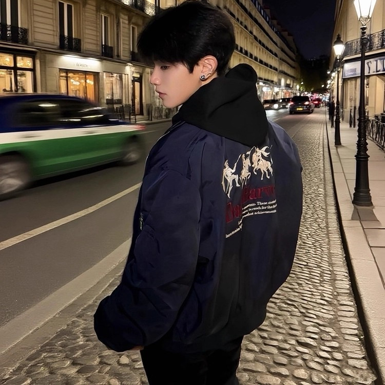 美式街头战马刺绣潮牌飞行夹克