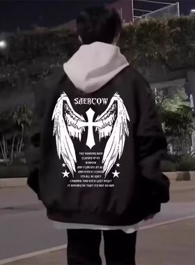 美式复古飞行员夹克男春秋新款高街hiphop潮牌棒球服情侣三防外套