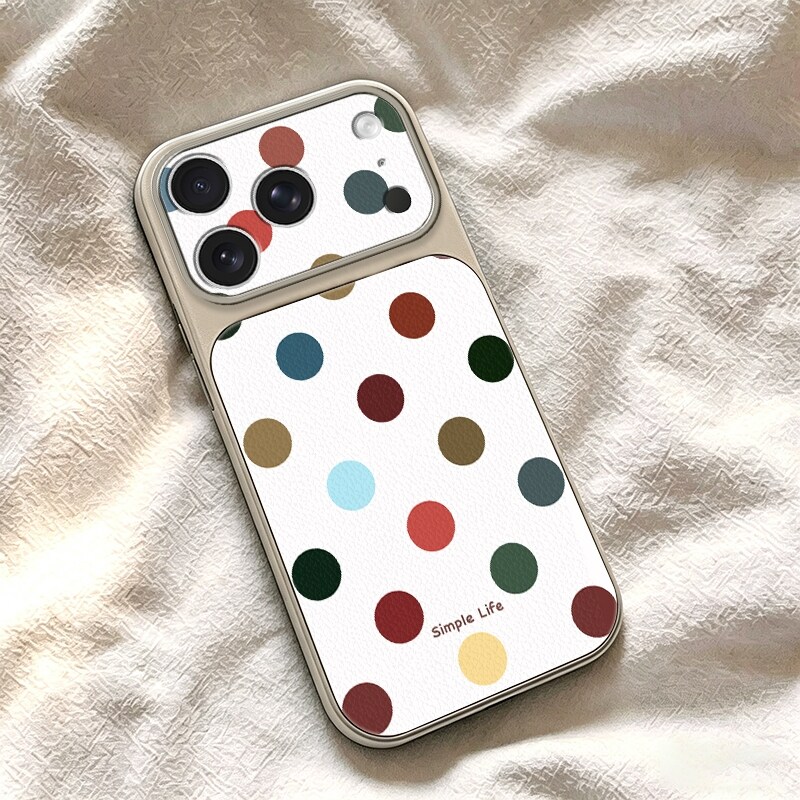 彩色波点可爱防摔小羊皮手机壳