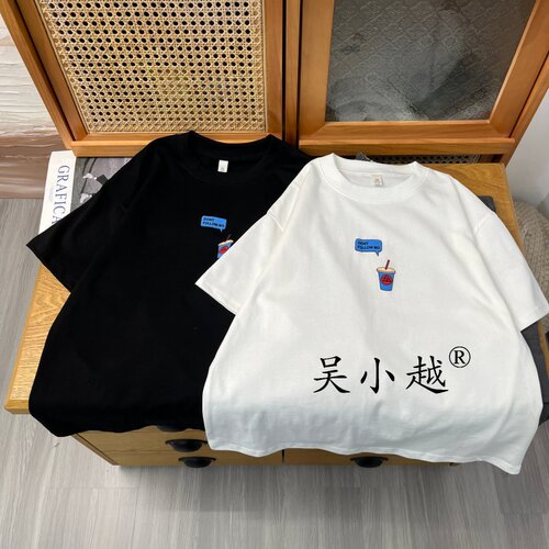 吴小越w2552男童夏款全棉韩版无感数码印花可乐杯t恤短袖中大童