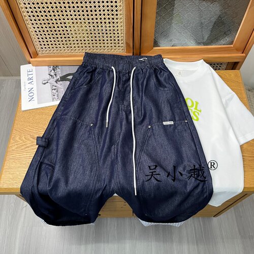 吴小越w2413男童薄款原色工装牛仔裤夏季抖抖裤工艺中大童防蚊裤