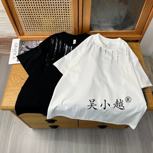吴小越w2402男童夏款冰沙棉韩版无感数码印花棉t恤短袖中大童