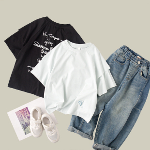 吴小越w963男童韩版数码印花短袖T恤2025款上衣中大童痞帅风