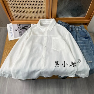 吴小越w2487男童衬衫长袖儿童上衣夏装薄款韩范中大童防晒外套