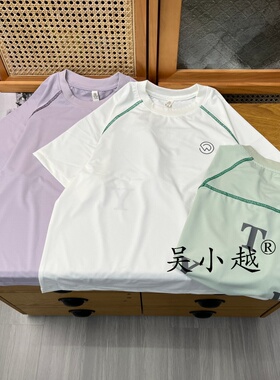吴小越w2478男童夏款圆领速干韩版无感数码印花恤短袖中大童