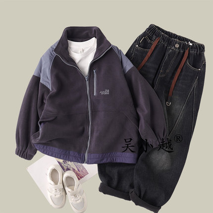 吴小越w1603男童秋冬双面奥利绒校服神器韩版中大童儿童内搭