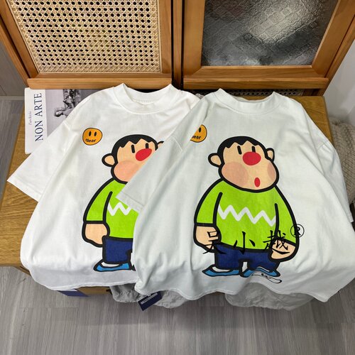 吴小越w2305男童夏款韩版圆领韩版胖虎数码印花棉t恤短袖中大童