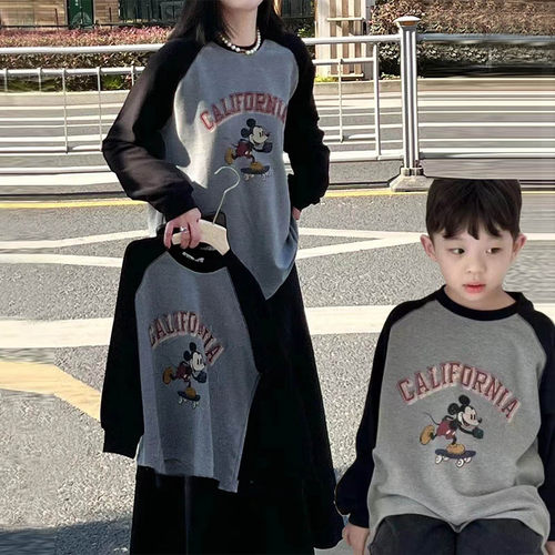 吴小越w806男童秋冬拼接套头双面绒韩版t恤长袖中大童儿童打底衫