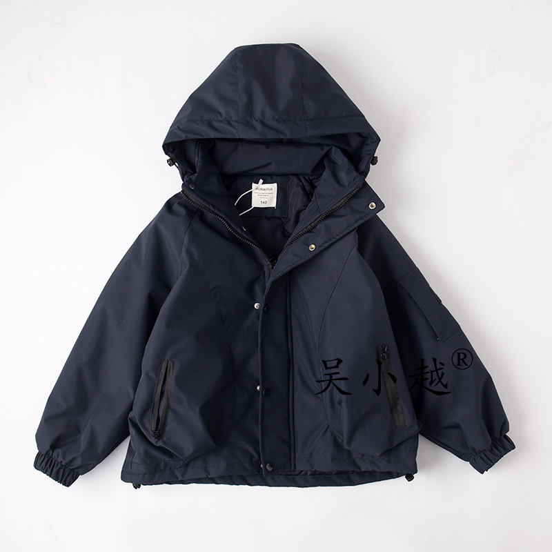 吴小越w1690男童中大童冬装加棉新款洋气儿童冲锋衣冬季加厚外套