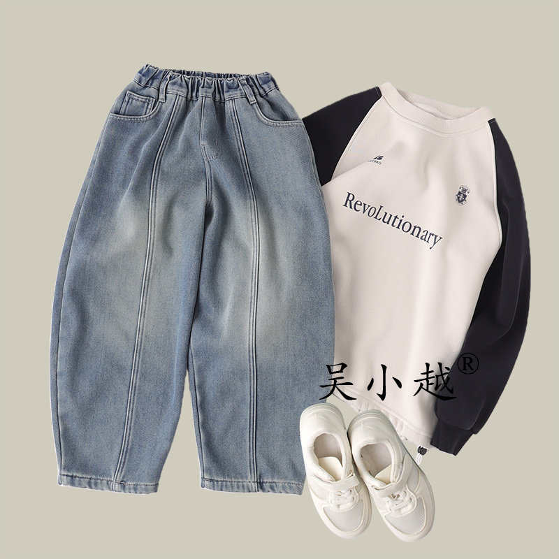 吴小越w1775男童加绒牛仔裤冬款刺绣痞帅男孩冬新款韩版长裤,童装/婴儿装/亲子装,儿童牛仔裤,淘宝优惠券,粉丝福利购,淘宝优惠卷