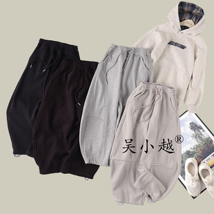 休闲黑色运动裤 吴小越W1649男童加绒老爹裤 男孩卫裤 儿童长裤 冬款