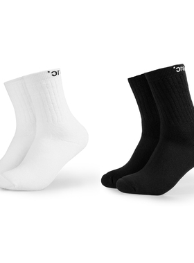 OD/ORANGEDRAGON 2025秋 撞色LOGO提花毛巾棉运动厚底 中筒长袜子