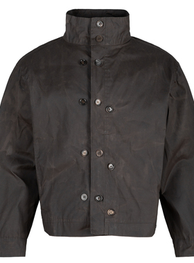 OD/CASTLE 2026春 日系复古不规则排扣蜡面涂层工装立领夹克外套