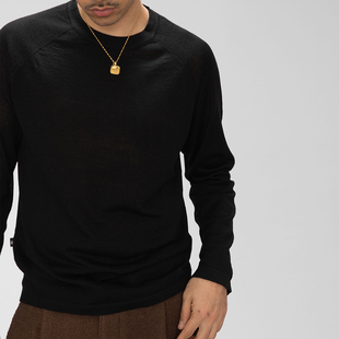 2025冬澳洲美利奴羊毛抗起球圆领插肩亲肤打底羊毛衫 DARKNESS