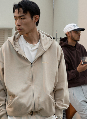 OD/ORANGEDRAGON25秋植绒印花隐藏螺纹廓形直拉链连帽衫卫衣开衫