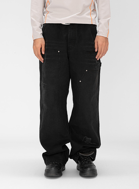 OD/ORANGEDRAGON2025秋 双膝做旧水洗毛边休闲复古直筒工装伐木裤