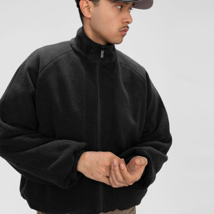 25冬立领双面穿摇粒绒压胶拉链防静电外套插肩厚夹克 DARKNESS