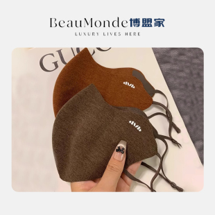 美拉德保暖口罩女高颜值秋冬冬季戴眼镜不起雾面罩防风防寒加厚