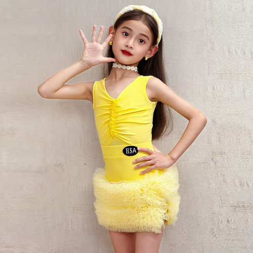 女童拉丁舞表演练功服2026新款少儿专业演出裙夏季比赛训练服套装