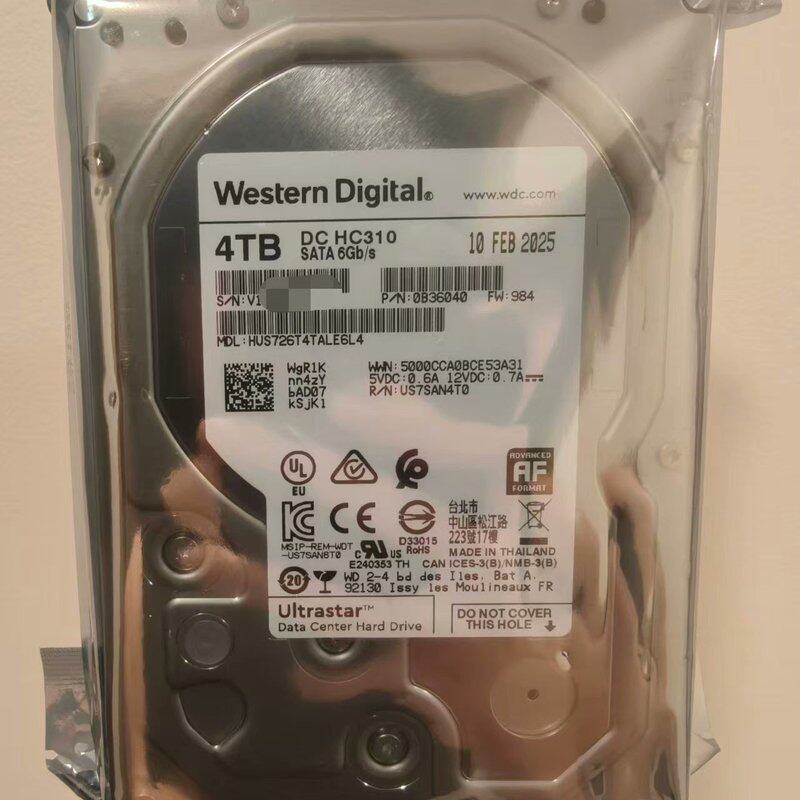 特价出全新原装25年出厂0通电西数4T HC310,企业级3--议价商品