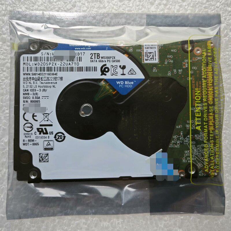 特价出全新原装正品0通电西数蓝盘2T，型号WD20SPZX，--议价商品