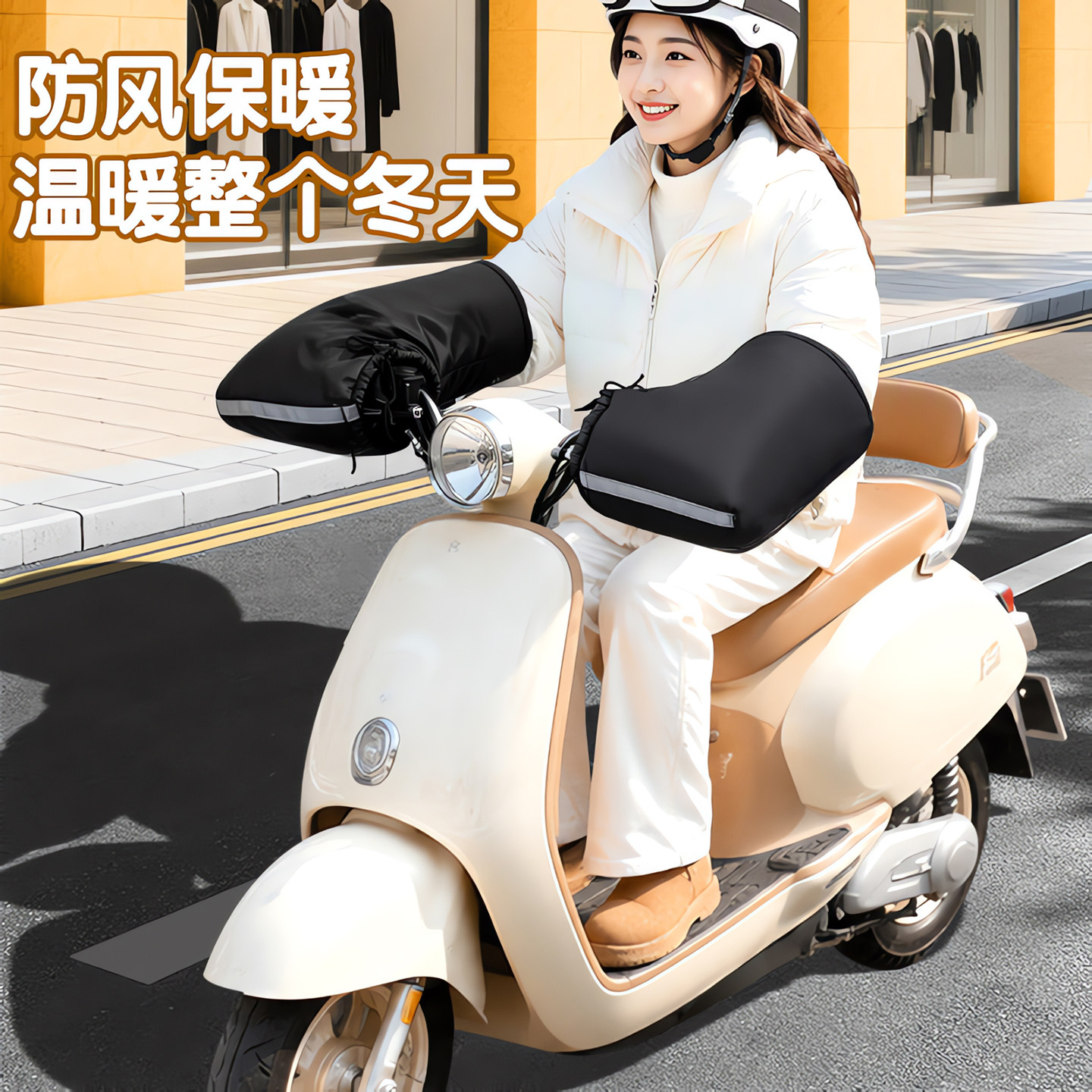 电动摩托车手套保暖防寒电瓶车棉把套挡风护手防风防水男女通用冬