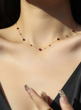 岚屿新款天然石榴石项链