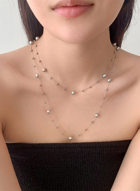 岚屿真多麻高级灰满天星项链