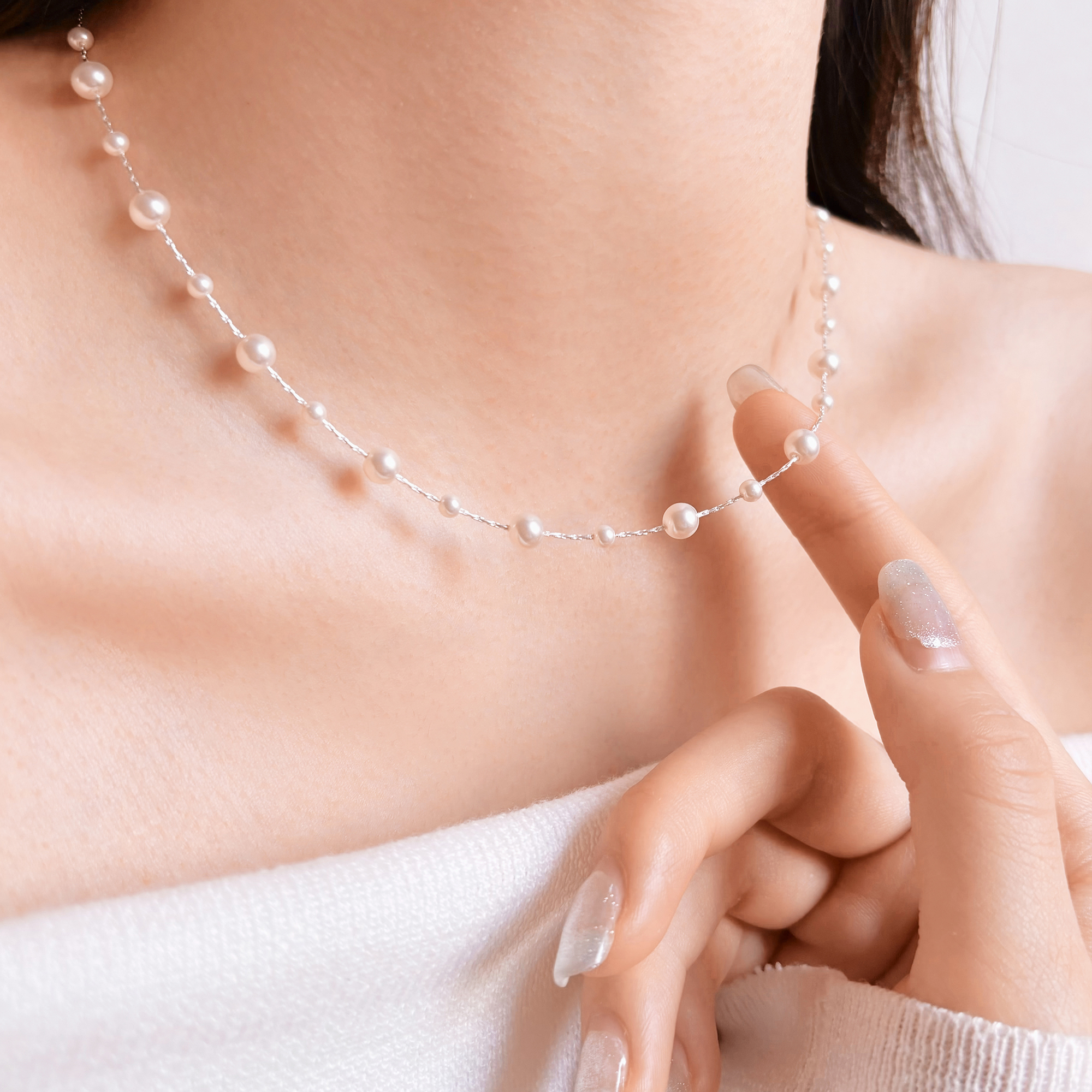 人间萤火/925纯银满天星珍珠项链