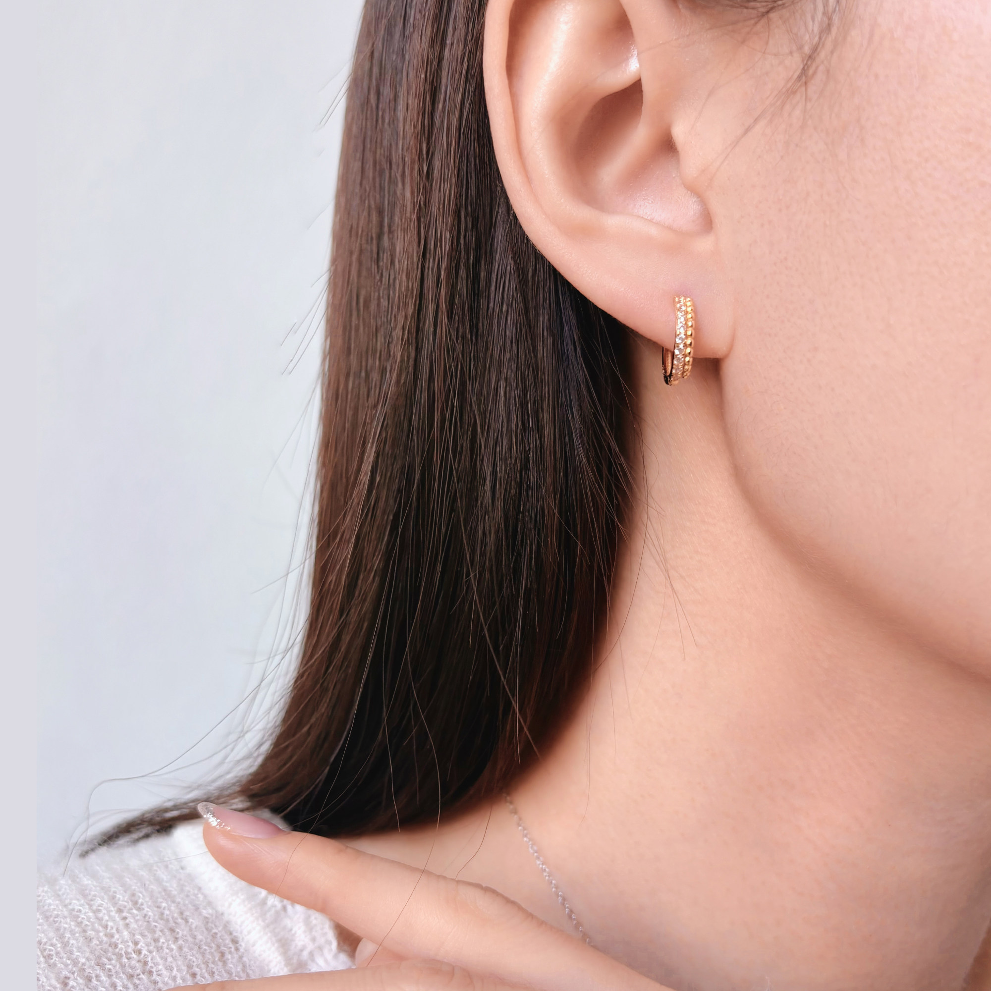 岚屿 狂想曲/轻奢复古925银金珠珠排钻耳扣小众设计感耳圈耳环,饰品/流行首饰/时尚饰品新,银饰耳饰,淘宝优惠券,粉丝福利购,淘宝优惠卷