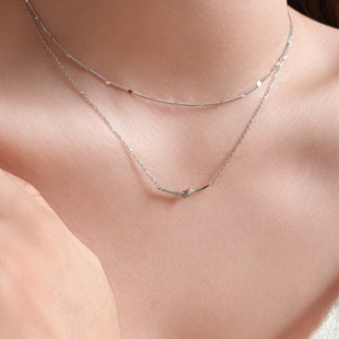 岚屿 冰上芭蕾/时尚简约通勤锁骨链 925银防过敏笑脸项链 礼物