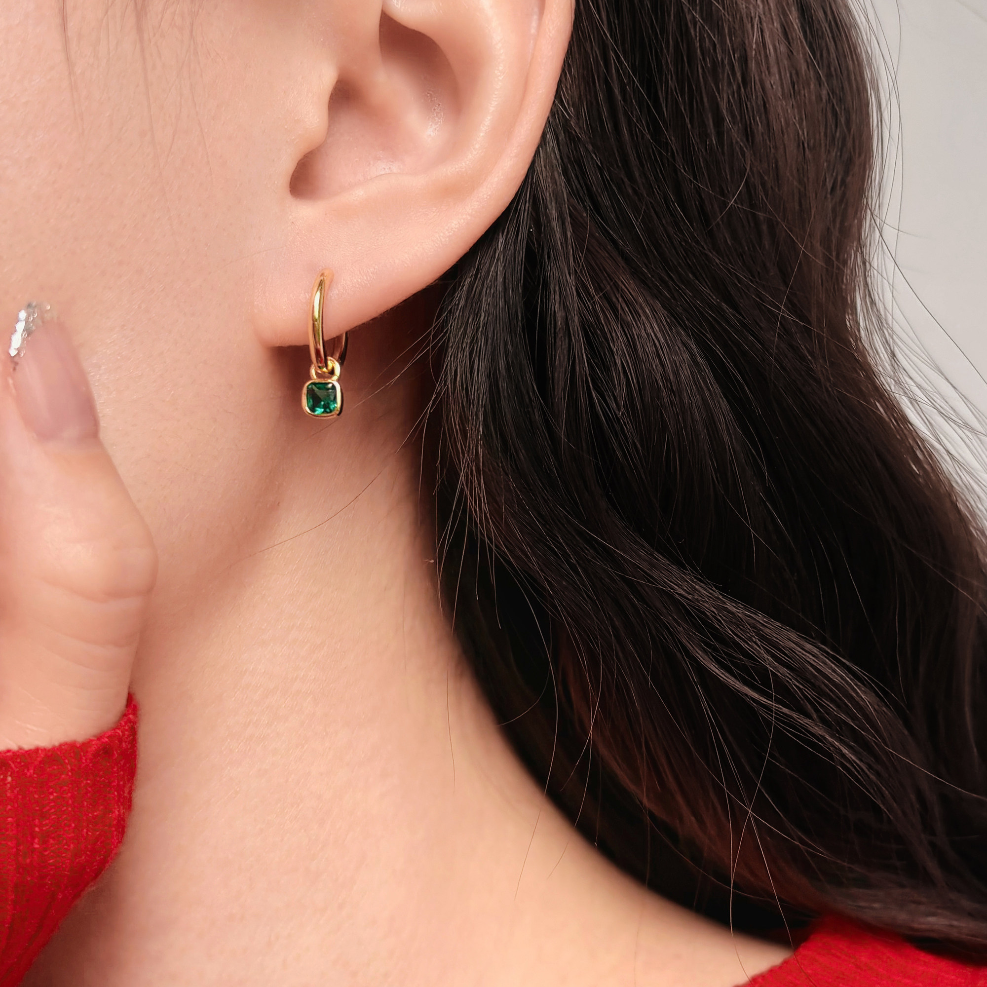 岚屿 墨染风铃/复古925银祖母绿吊坠耳扣可拆卸金色素圈耳环,饰品/流行首饰/时尚饰品新,银饰耳饰,淘宝优惠券,粉丝福利购,淘宝优惠卷