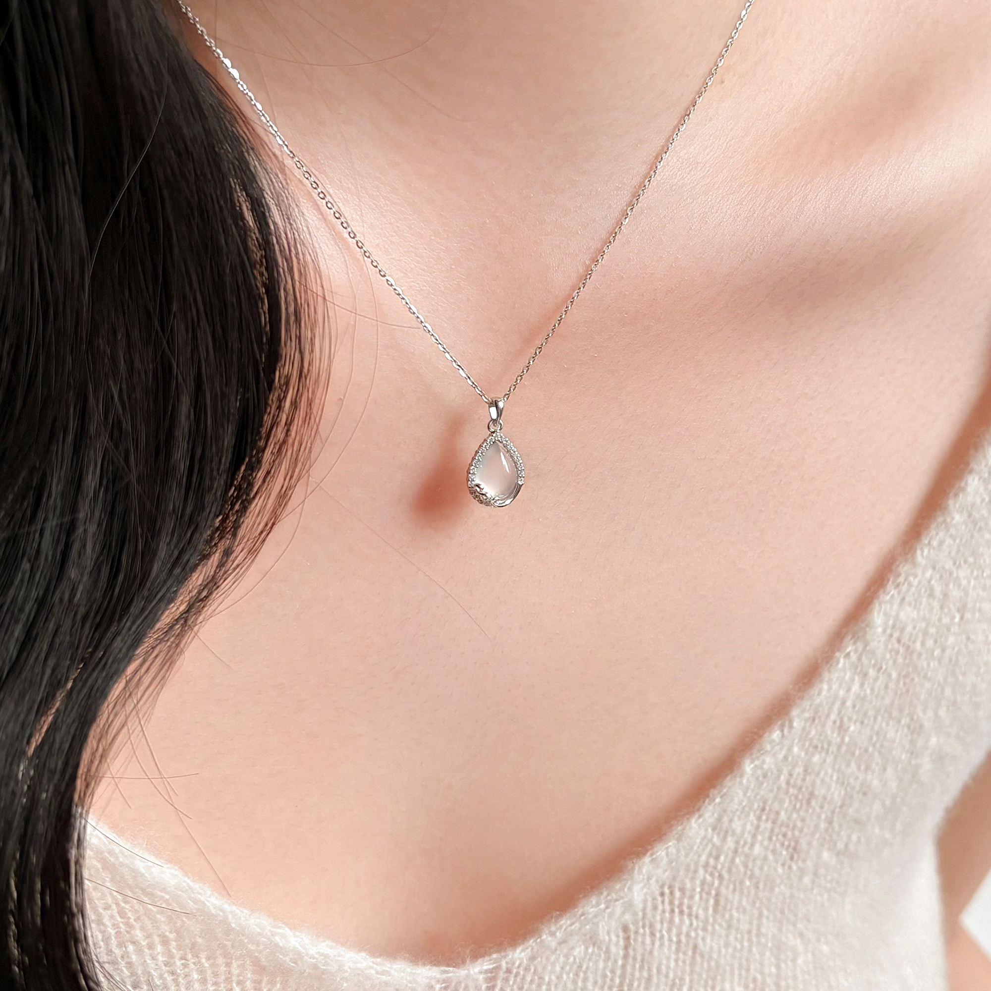 有云/设计师款水滴玉髓吊坠项链