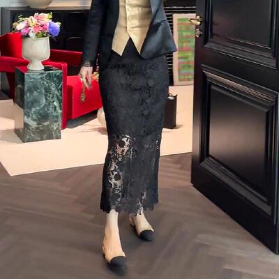 法式高级感蕾丝包臀半身裙女2025夏季新款气质大码时尚洋气直筒裙