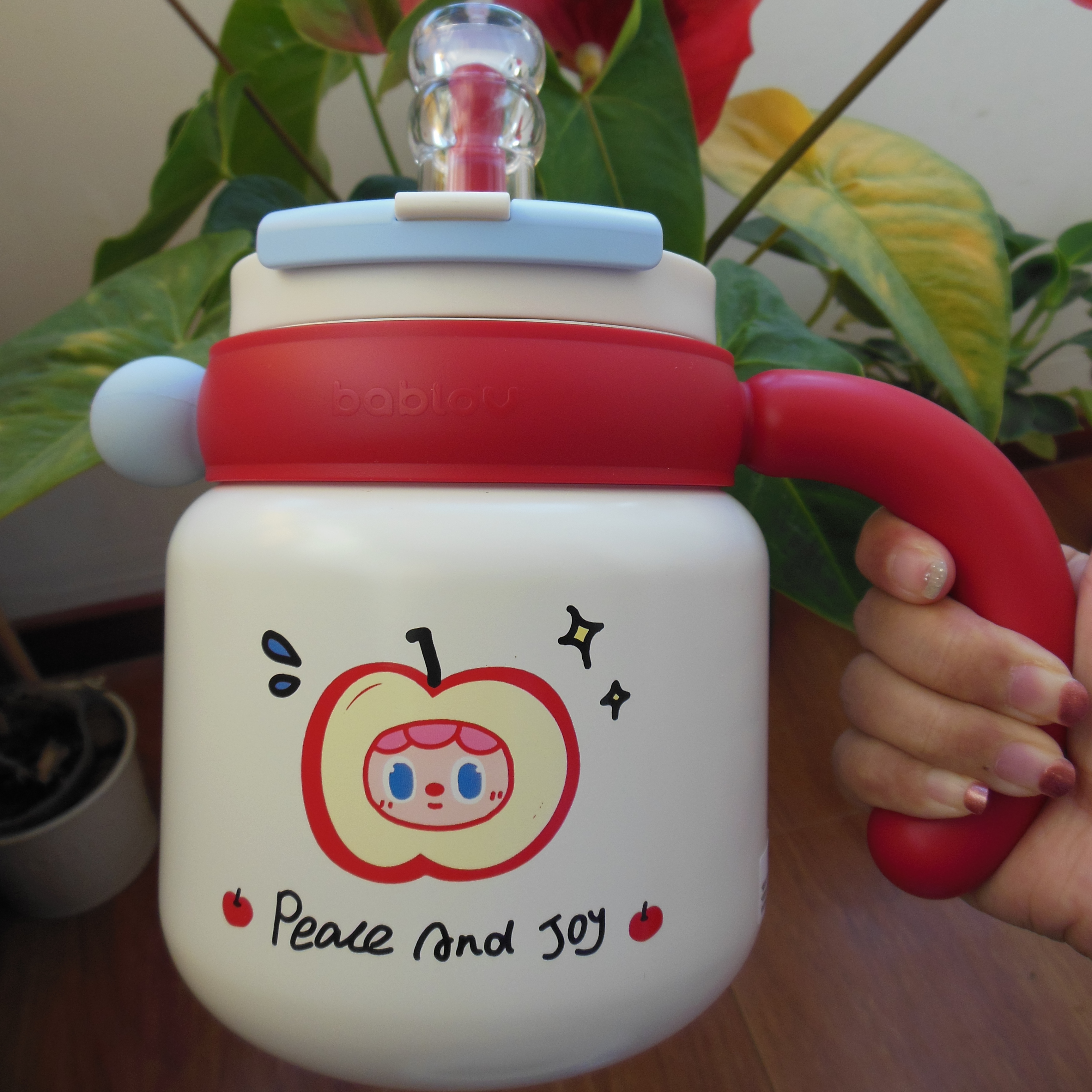 Bablov胖墩桌面保温杯大容量水杯高颜值女吸管水壶办公室杯子