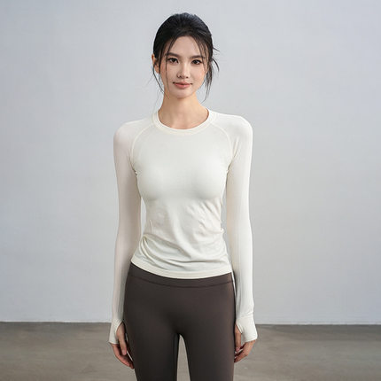 瑜伽服女2024新款秋冬运动上衣打底T恤修身普拉提训练服健身长袖