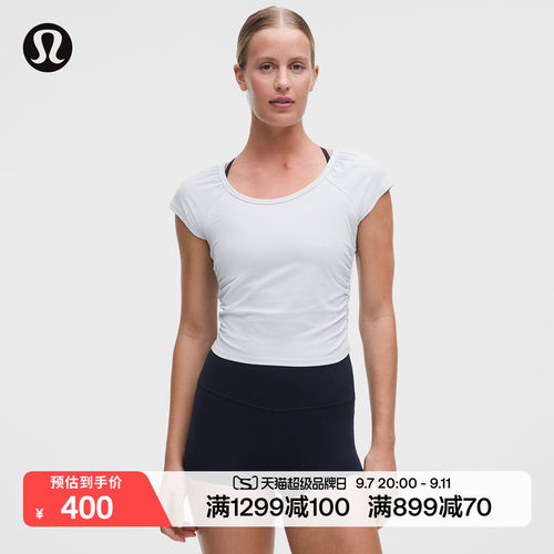 All It Takes 女士运动褶饰款低圆领短袖T恤丨lululemon丨LW3KE7S