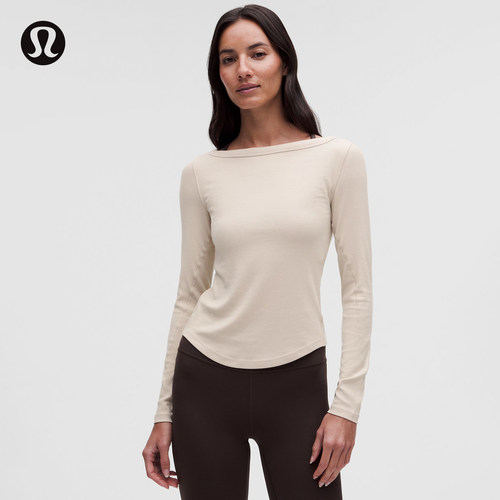 Hold Tight 女士紧身剪裁船型领口长袖 T 恤丨lululemon丨LW3IVTS